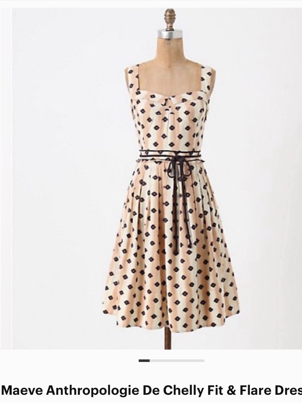 Maeve Cream Midi Dress with Black Diamond Print
